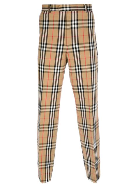 burberry pantloni quadro uomo|burberry check panel trousers.